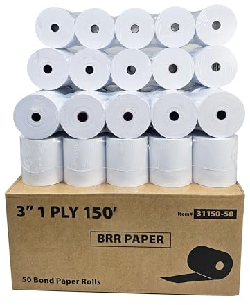 3 x 150' 1-Ply Bond Kitchen Printer Paper Receipt Paper (50 Rolls) 48 GSM Pos Cash Register REQ ribbon erc30/34/38 OR star sp700 from BuyRegisterRolls