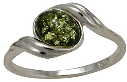 HolidayGiftShops Sterling silver och baltisk grön bärnstensring Estelle e sterlingsilver, R 3/4