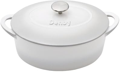 Denby Natural Canvas Cast Iron 4.2L Oval Casserole, Medium, White