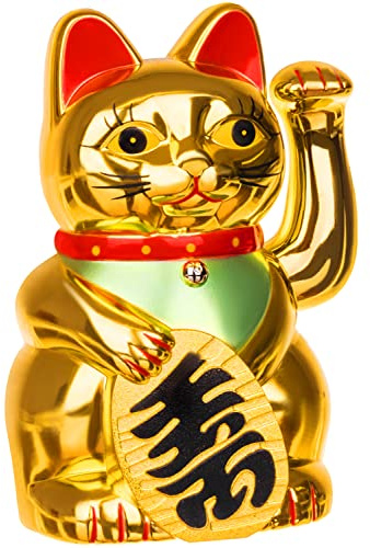 ISO TRADE Winkekatze Glückskatze Glücksbringer Japanische Maneki-Neko Gold 3064, Farbe:Gold