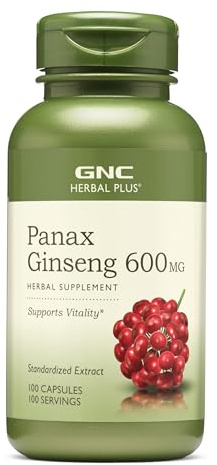 GNC Herbal Plus Panax Ginseng 600mg, Supports Vitality, 100 Capsules