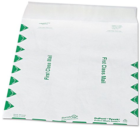 Survivor R1530 Tyvek USPS första klass mailer, 9 1/2 x 12 1/2, vit (låda med 100)