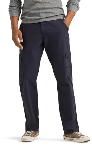 Wrangler Authentics Herr twill avslappnad passform cargobyxa, Marinblå Ripstop, 34W x 34L
