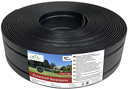 Replast Bordo per prato in plastica in rotolo da 25 m, per giardino, da 125 x 4 mm (etichetta in lingua italiana non garantita)