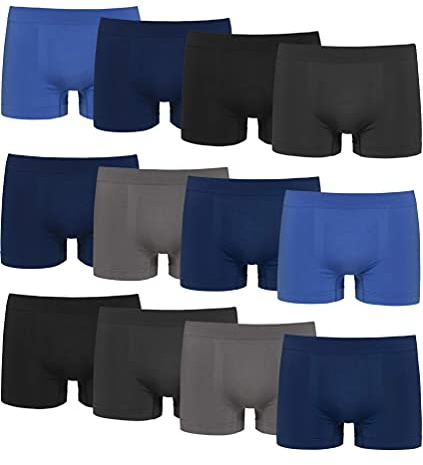 Channo Boxer in Nylon da Uomo, Senza Cuciture, Morbidi e Confortevoli - Confezione da 12, C, XXL