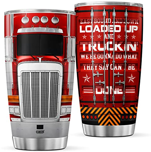 CUBICER 20oz Stainless Steel Insulated Travel Coffee Mug - Decorative Gift for Dad Truck Lovers Drivers Men Trucker Drivers Trucker Drivers Christmas Accessories
