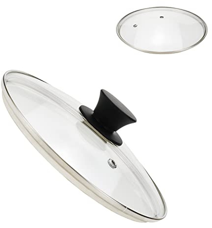Geesatis 8Universal Glass Lid Cover Tempered Glass Heat Resistant Silicone Handle Frying Pan Lid for Most Pans, Pots, 1 Set, with Cleaning Pad