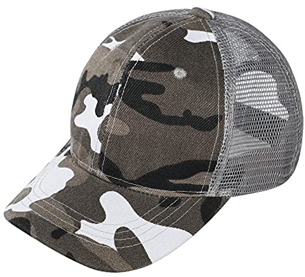 Enfant Casquette de Baseball Camouflage en Coton et Maille Respirante - Protection Solaire, Cap de Sport Réglable avec Visière pour Été - Chapeau Extérieur Fille Garçon