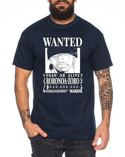 Zoro 320 - Herren T-Shirt Straw Hat Luffy Zoro One Monkey D. Pirat Ace Piece Goku Anime Ruffy, Größe:XL, Farbe:Dunkelblau