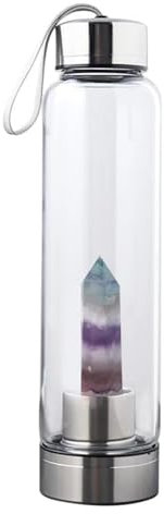 PROW Colorato Fluorite L'energia Cristallo Vetro Acqua Bottiglia Naturale Salute Guarigione Pietra preziosa Obelisco Portatile Acqua Bottiglia Per Casa Esercizio Lo yoga Meditazione