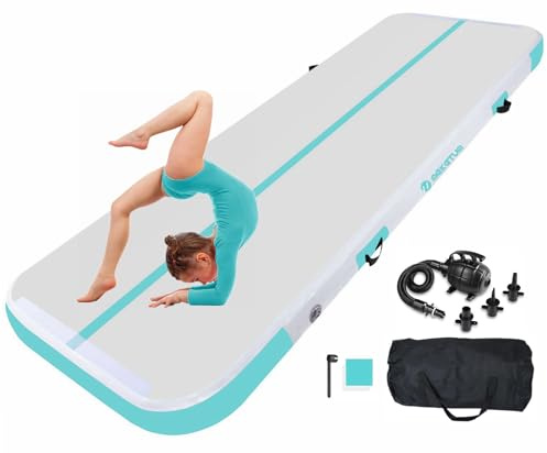 MEKETUM Air Turn Track Matte 2m 3m 4m 5m 10/20cm Dicke Turnen Matten Aufblasbar Gymnastikmatte Rutschfest Sportmatte für Zuhause/Training/Tumbling/Yoga/Outdoor/Fitness