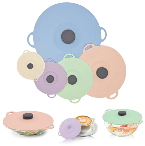 Universal Silicone Bowl Lids Set of 5, Reusable Stretchy Food Covers for Pots, Bowls & Containers (10cm-24cm / 4-9.5) – BPA-Free, Heat Resistant, Microwave & Dishwasher Safe Kitchen Storage