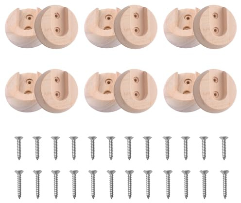 INCREWAY Lot de 12 supports de tringle en bois de 20 mm pour armoire, couloir, salle de bain, rideau, magasin de vêtements