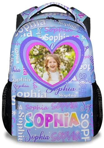 UNIKITTY Girls Bookbag, Personalized School Backpack with Name - Custom Backpack for Boys - Toddler Book Bag - 17 Inch Personalized Photo Gifts for Kids