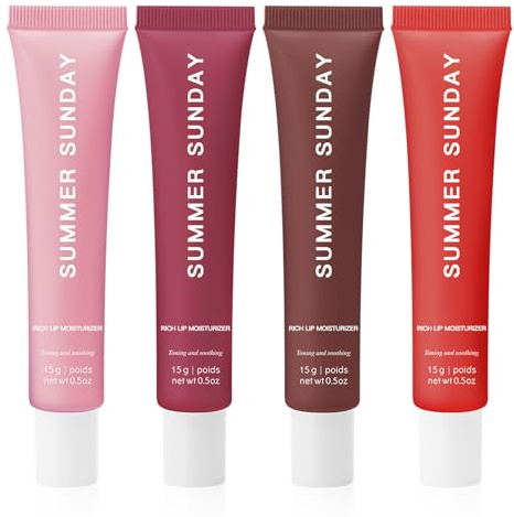 4Pcs Summer Lip Butter Balm 4pcs Set - Natural Colored Hydration Moisturizing Gloss Oil Lipstick, Lightweight Gloss & Moisturising Care for Dry Lips (Men & Women)