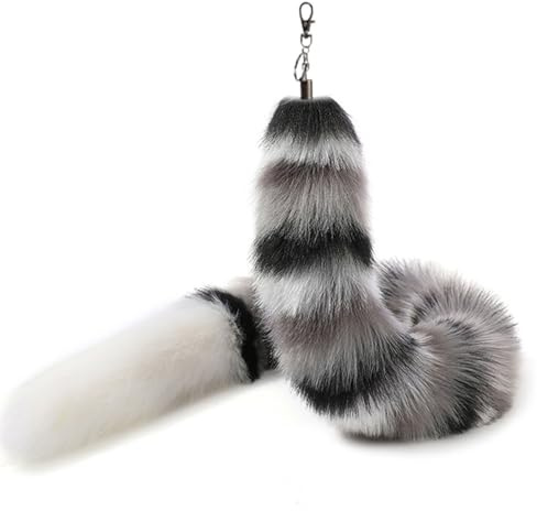 Nocyclonic Therian Tail aus Kunstfell, Furry Fox Tails Keychain, Fuchsschwanz AnhäNger, Fell Schwanz Keychain