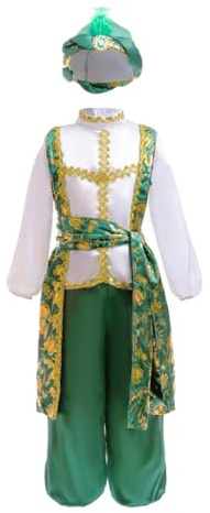 Lito Angels Deguisement de Prince Arabe Aladdin pour Garcon, Tenue 4 Pièces avec Chapeau Chemise Pantalon Ceinture pour Semaine du Livre Halloween Carnaval Âge 7-8 Ans 128