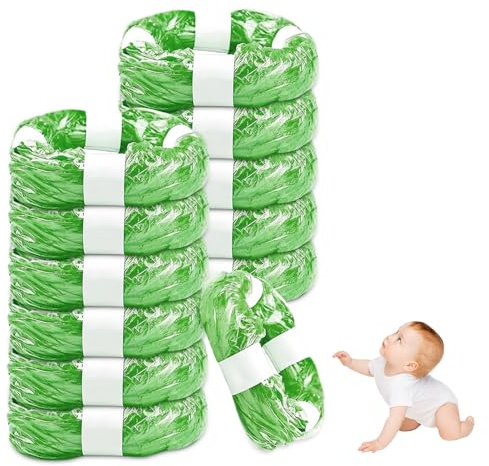 12er-Pack Nappy Bin Refills, vacvad 4.5m Diaper Bin Pail Disposal Bags, Nappy Bin Liners Replacement Strong Seal & Tear Resistance, Compatible with Most Nappy Disposal Systems(Green)