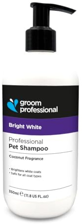 Groom Professional Bright White Hundeshampoo (350 ml) – 10:1 Aufhellungskonzentrat für weißes Fell, entfernt Flecken und Vergilbung, reinigt tief, professionelle Qualität, UK