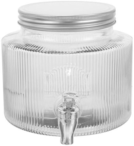 Baluue Dispenser Bevande in Vetro con Rubinetto Erogatore Barattolo Sigillato per Tè Freddo e Succhi Contenitore Acqua Trasparente per Eventi e Feste