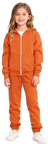 Generisch Conjunto de chándale para niños, unisex, de un solo color, para tiempo libre y deporte, traje de entrenamiento de dos piezas, sudadera con capucha y pantalón de jogging, atuendo para