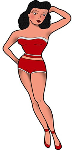 VWAQ- Pinup Girl Wall Decals Stickers - Vintage American Traditional Tattoo Wall Art - AT5 (30 H X 13 W)