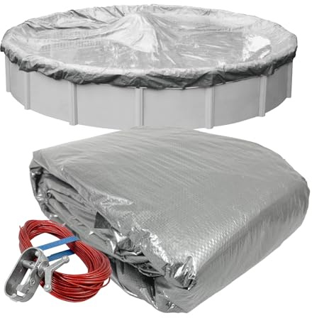 Robelle 5512-4-ROB Pool Cover for Winter, Dura-Guard Silver, 12 ft Above Ground Pools