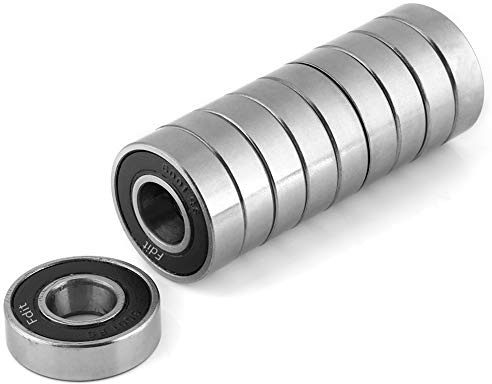 Zunate 10 pz Cuscinetto a sfere, 6001-2RS Cuscinetto a sfere,Cuscinetti a flangia in acciaio scanalato profondo Sigillati in gomma, Intervallo di temperatura -20 a 200 ℃, (12x28x8mm)