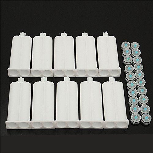 EsportsMJJ 10Pcs 50ml Résine Epoxy Pistolet Adhésif Cartouche 1:1 Ratio Distributeur avec 20pcs Pistons