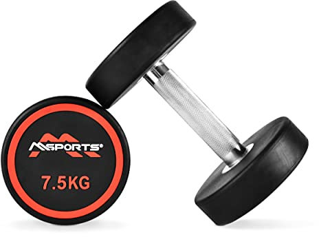 Rundhantel Premium 2er Set | Gummi Kurzhantel Beschichtung 2,5-50 kg | Griff verchromt und gerändelt | Verschiedene Gewichtsvarianten Hantel (2 x 7,5 kg)