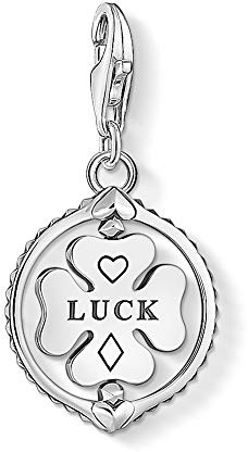 Thomas Sabo Charm-hänge, sterlingsilver, svärtad, klöverblad, silver, 2,6 x 1,4 cm, Sterlingsilver, Ej tillämpligt
