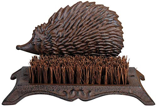 MAISONICA Hedgehog Shaped Cast Iron Shoe Scraper Boot Brush Brown