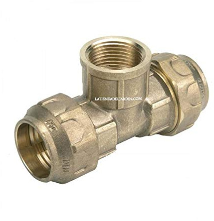 Suinga Raccordo a T Femmina in Ottone 25mm x 3/4'' per Tubo in Polietilene | Connessione Robusta e Veloce per Installazione Acqua, d'oro