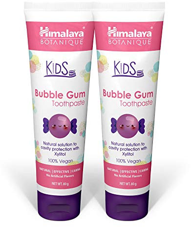 Himalaya Botanique Kids Toothpaste | Bubble Gum Flavor - 80g (Pack of 2)