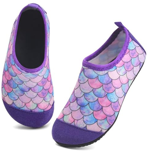 IceUnicorn Badeschuhe Kinder Schwimmschuhe Jungen Mädchen Strandschuhe Baby Aquaschuhe Barfußschuhe Kleinkind Wasserschuhe(Rosa Lila, 20/21 EU)