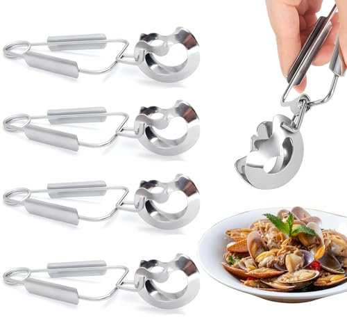4 Pezzi Clip a Chiocciola in Acciaio Inossidabile Pinze per Alimenti,Clip per Alimenti a Clip per Lumache,per Lumaca,Pinze,Forchette,Testa Cava,Clip Alimentari,Granchio Piccoli,Utensile da Cucina
