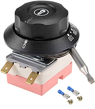 sourcing map NC 250V 16A 110C Temperature Control Switch Capillary Thermostat for Oven Refrigerator Heater, 0.7m, with 2 Screws&2 Crimp Terminals