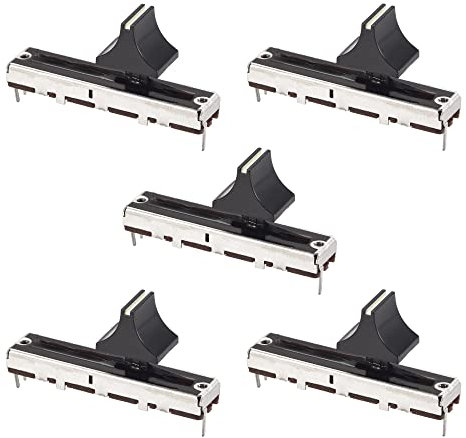 sourcing map 5 Stück Fader Variable Widerstände Mixer 45mm Gerade Rutsche Potentiometer B10K Ohm Schwarz Weiß Knöpfe