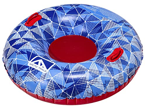 Franklin Sports Arctic Trails Kids Snow Tube Sled - Inflatable 1 Person Winter Inner Tube - Single Seat Sled for Kids + Adults - Heavy Duty Inflatable - Fun Snow Toy - 48