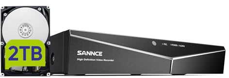 SANNCE DVR 16 Canales 1080P de Seguridad para Sistema de Cámara CCTV Interior / Exterior Analógico / AHD / TVI / IP, Detección de Movimiento,Alarma-2TB HDD