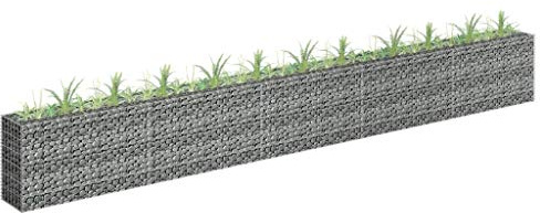 Tidyard Lit Surélevé à Gabion Acier Galvanisé, Idéal pour Créer Une Bordure Solide et Elégante pour Un Parterre de Fleurs/de Plantes dans Le Jardin/la Terrasse, 450x30x60 cm