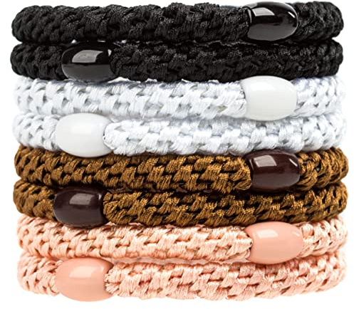 J.CARP 8pcs Mixed Color Hair Bands for Women Girls Elastic Hair Bands Ponytail Holders, No Dañe and No Hair Elastic, Perfect for Girls and Women with Thick or Curly Hair, Style 5