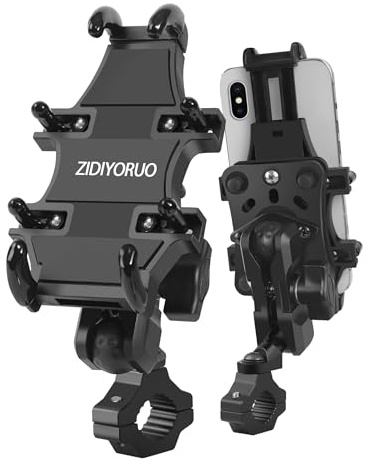 ZIDIYORUO Motorcycle ATV Phone Holder, Aluminum Heavy Duty Phone Mount for Motorcycle Universal 7/8-9/8 Handlebars, Fit for All iPhone 14 13 12 Pro Max Android Samsung Smart Devices