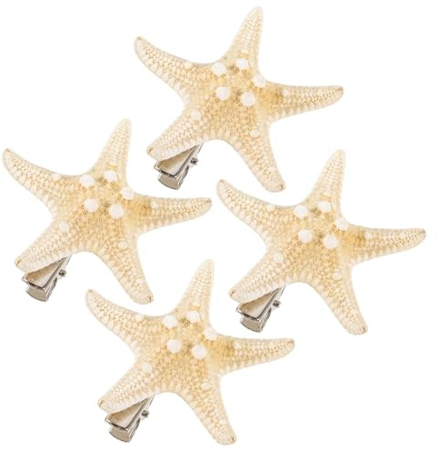 Kichvoe 4 Stück Seestern Haarspangen Damen Strand Haarschmuck Meerjungfrau Haarclips Zufällige Größe Farbe Für Party Abschlussball Geschenk