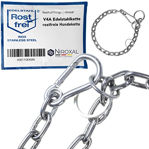 Combination Chain for Dogs with Neck Circumference 54-59 cm Made of Stainless Steel V4A Dog Chain with Pull Stop Chain Collar Short Links 4 mm Thick and 65 cm Total Length