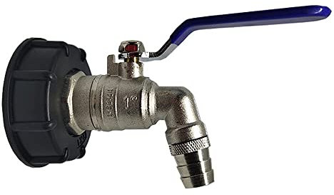 Racores para depósito IBC de 1, válvula adaptadora para grifo de depósito S60 x 6 Racores para depósito IBC con conector de presión, válvula de repuesto para manguera de jardín (salida de 17,5 mm)