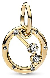 Pandora Moments Colgante con diseño del signo Aries del Zodíaco chapado en oro de 14 quilates con circonitas cúbicas transparentes