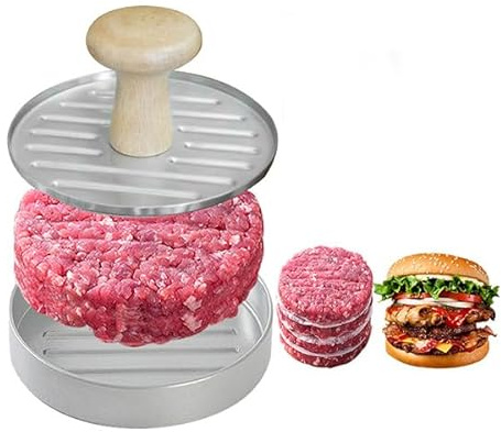 MOUMOUTEN 5 Inch Burger Press, Stainless Steel Non-Stick Hamburger Patty Maker with Plastic Handle, Hamburger Meat Press for Beef Pattie BBQ Grill
