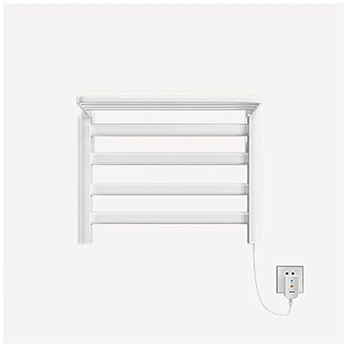 SWHC Termoarredo Elettrico Bianco Scaldasalviette Elettrico con Termostato 80W Portasciugamani Elettrico a Parete 55×40cm Radiatore da Bagno Elettrico da Bagno