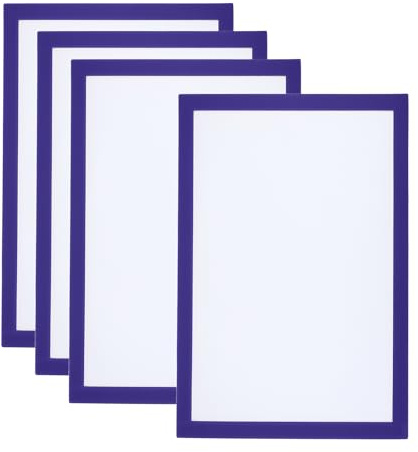 PATIKIL 4 Stück Magnetrahmen, A4 Info-Rahmen selbstklebend Aufklappbarer mit Magnetverschluss bilderrahmen für Postkarte Hinweis Zeichnung, Transparente Oberfläche, Dunkelblau